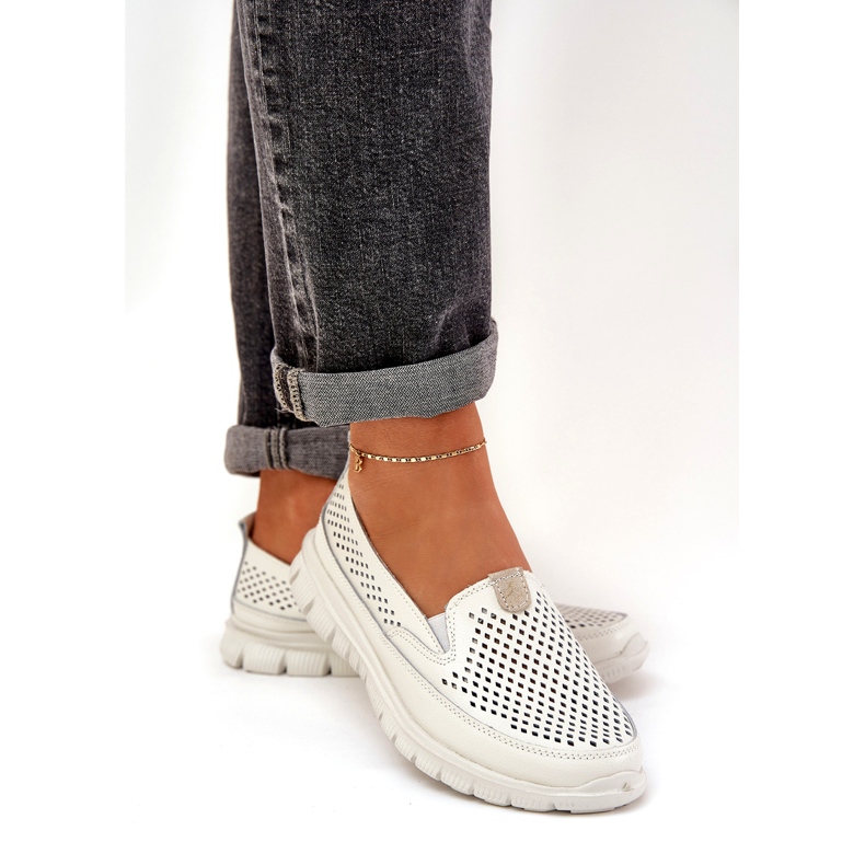 Evento São mocassins de couro claro 24pb18-6870 branco 3