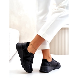 Vinceza 7918 calçados esportivos femininos de couro preto 3