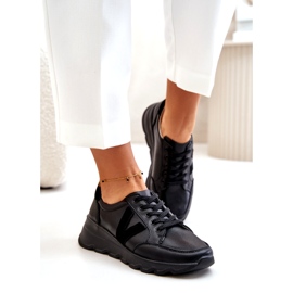 Vinceza 7918 calçados esportivos femininos de couro preto 1