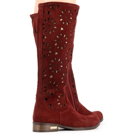 Olivier Botas femininas bordadas com bordados vermelho 2 Olivier Botas femininas bordadas com bordados vermelho 2