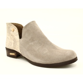 Olivier Botas de couro feminino bege 2