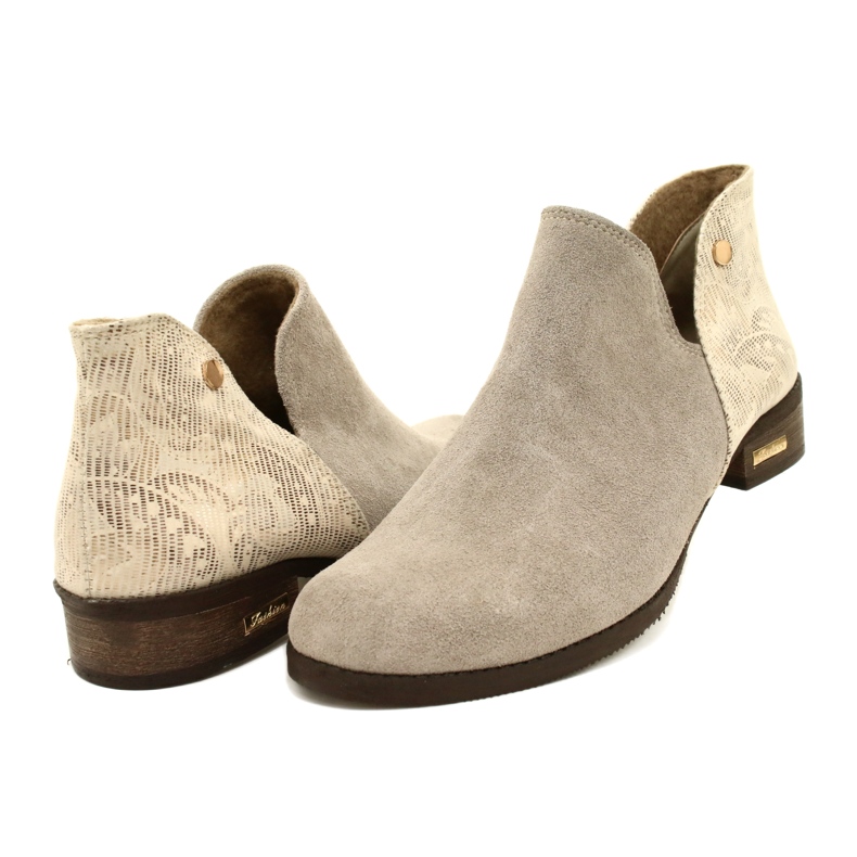 Olivier Botas de couro feminino bege 5