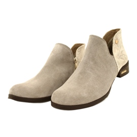 Olivier Botas de couro feminino bege 4