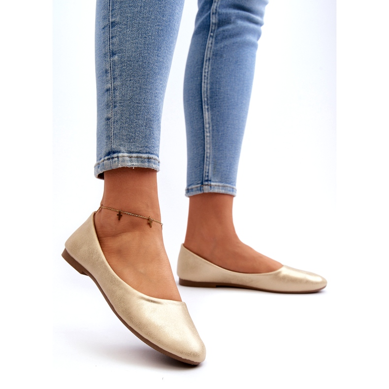 Bailarinas clássicas de couro douradas dourado 2