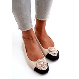 Seastar Ballerinas femininas couro ecológico com pérola decorativa bege 3