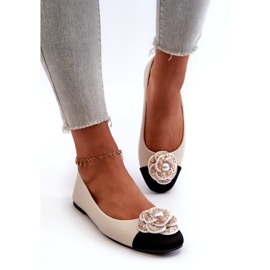 Seastar Ballerinas femininas couro ecológico com pérola decorativa bege 2