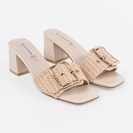 Goodin Tweed Beige Slippers no post bege 1