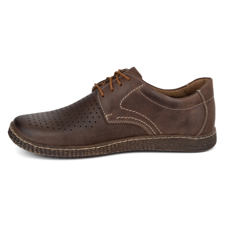 KOMODO Sapatos de couro masculino Casual 933/L/2 Brown marrom 1
