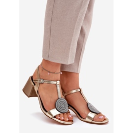 S.Barski Sandálias de couro no poste com decoração JC51-842 Gold dourado 1