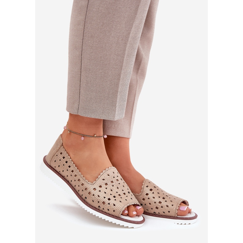 S.Barski Ballerinas de couro aberto com dedos nus S. Barski LR51-922 Gold dourado 1