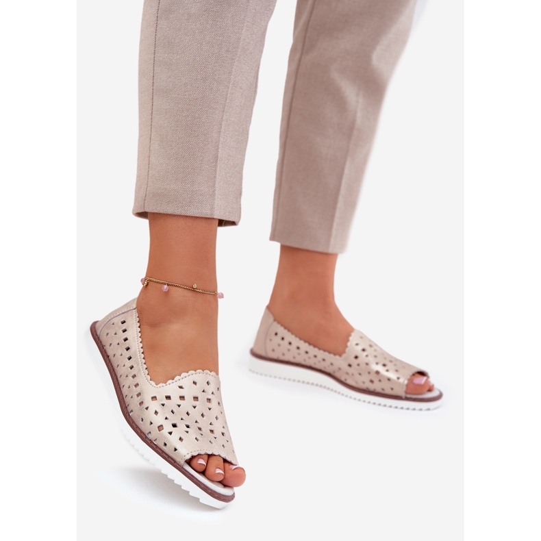 S.Barski Ballerinas de couro aberto com dedos nus S. Barski LR51-922 Beige bege 1