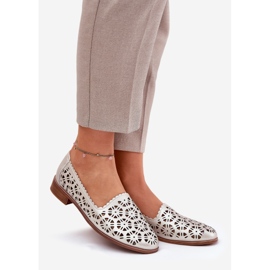 S.Barski Mocassins femininos de couro Open Women S. Barski LR51-646 PLN dourado 1