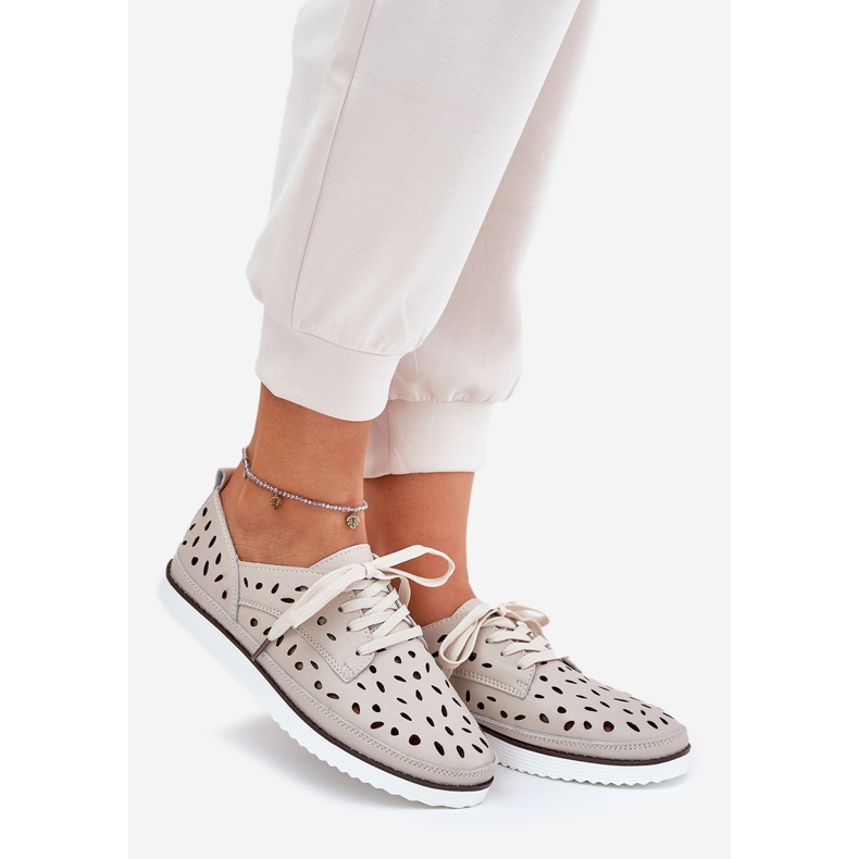 S.Barski Sapatos de couro feminino S. Barski LR51-610 bege 1