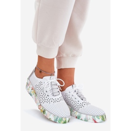 Sapatos de couro feminino Artiker 56c1799 branco e prata 1