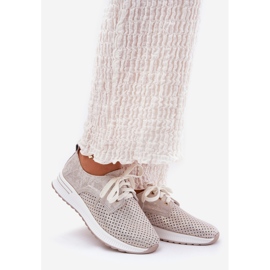 Sapatos femininos leves de couro no Artiker 56C2113 Plataforma bege-Gold 1