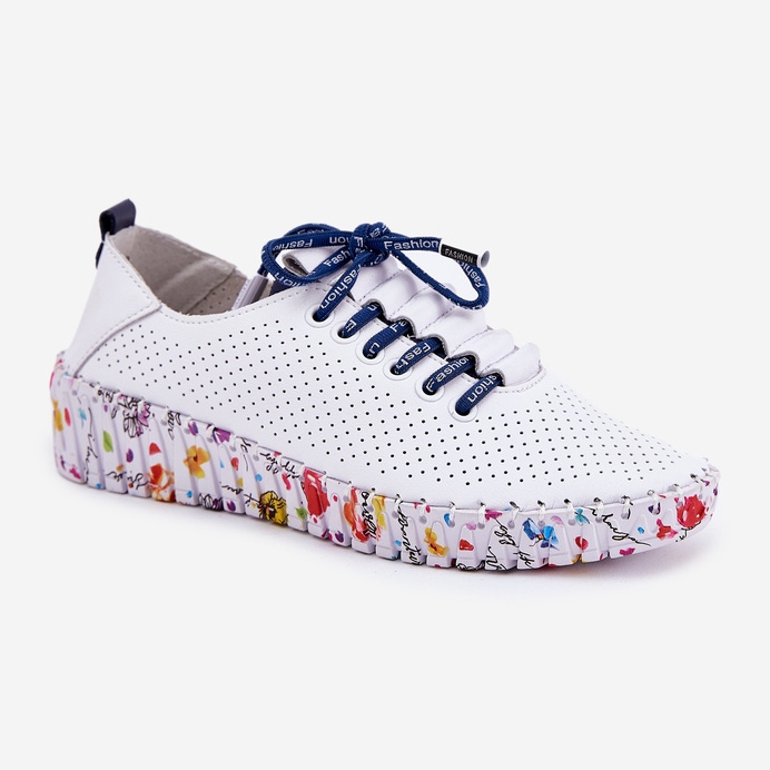 Sapatos de couro na plataforma Artiker 52C1713 estampada branco 2