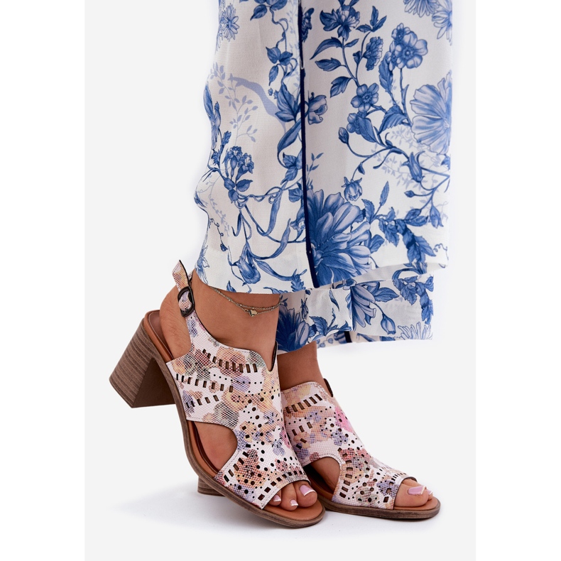 Jezzi Sandálias femininas do OpenWork no Post multicolor multicolorido 1