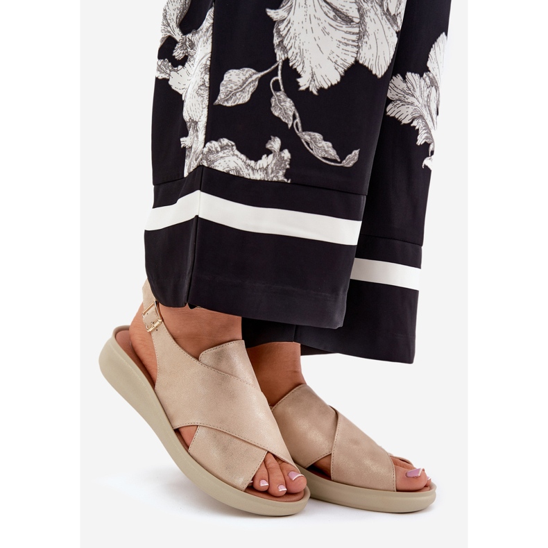 Jezzi Sandálias femininas com ouro Eco Golden dourado 1