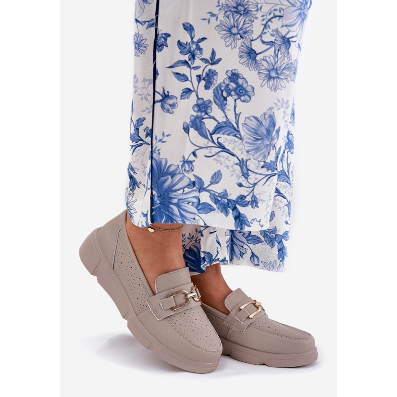 Vinceza Supotos de couro femininos com um detalhe dourado Vincez 88007 Dark Beige bege 1