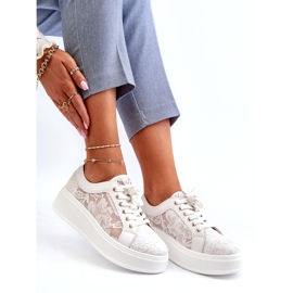 S.Barski Tênis de renda feminina tênis na plataforma S. Barski Hy51-059 White branco 1
