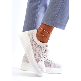 S.Barski Tênis de renda feminina tênis na plataforma S. Barski Hy51-059 White branco 3