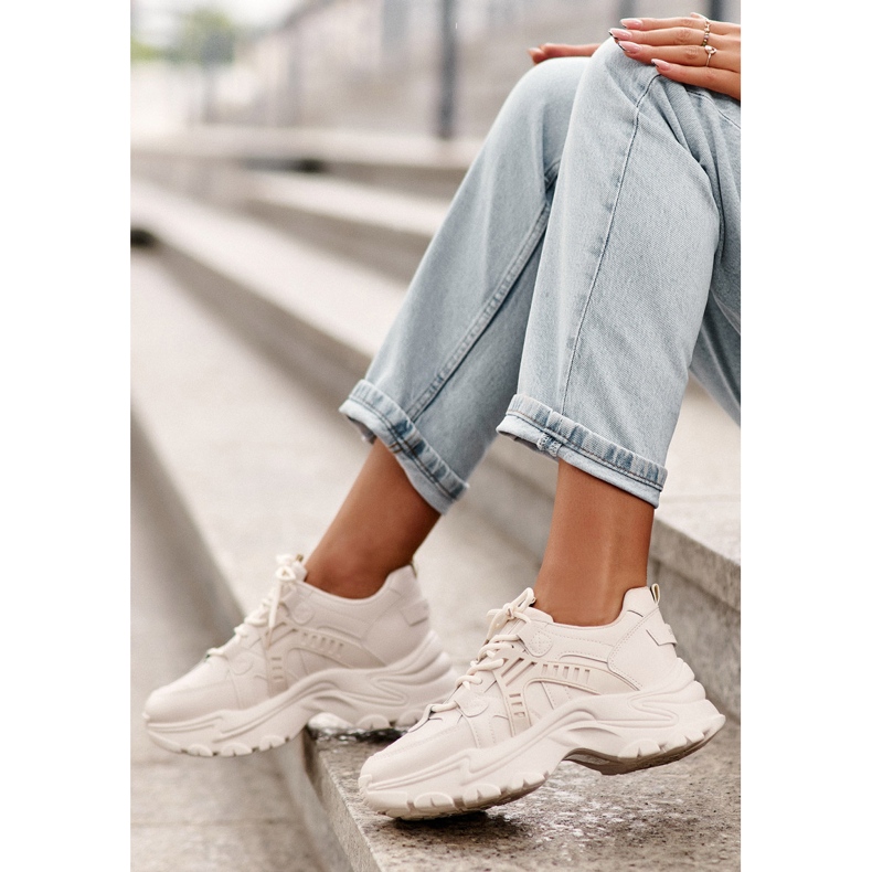 Evento Tênis de sapatos esportivos massivos femininos bege 2