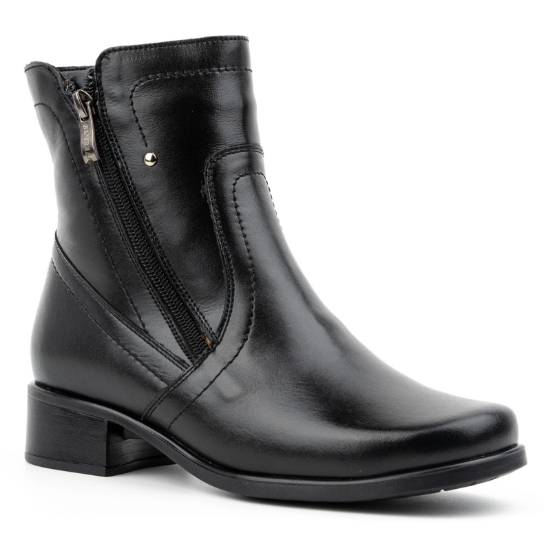 Olivier Botas femininas com isolamento de couro e dois zíperes 310BB, pretas 2
