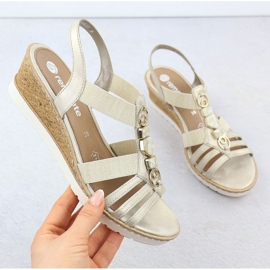 Remonte Sandálias femininas em cunha com elásticos Renovte R6264-91 dourado 1