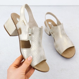 Sandálias de salto alto feminino Golden Rieker 64665-60 dourado 1