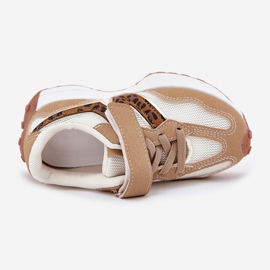 Tênis infantis no leopardo do velcro bege 2