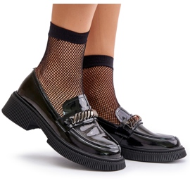 S.Barski Loaffoles envernizados femininos com decoração LZ42-030 Black preto 5