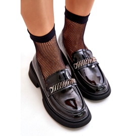 S.Barski Loaffoles envernizados femininos com decoração LZ42-030 Black preto 3