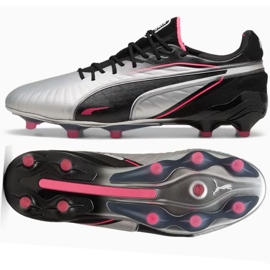 Puma King Ultimate FG/AG 108303-02 Sapatos de futebol prata 1