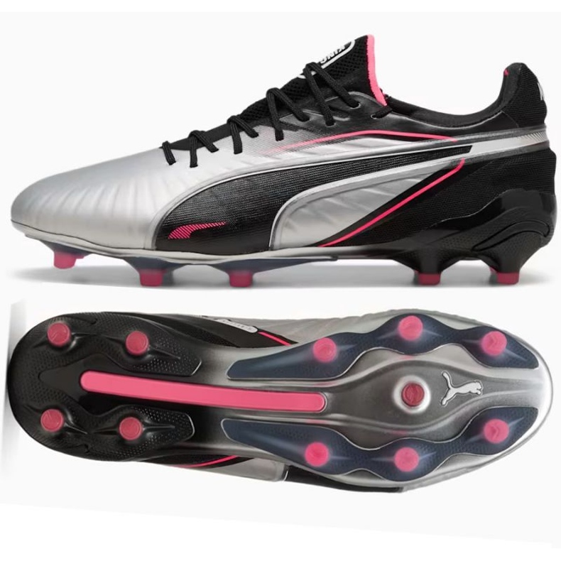 Puma King Ultimate FG/AG 108303-02 Sapatos de futebol prata 1