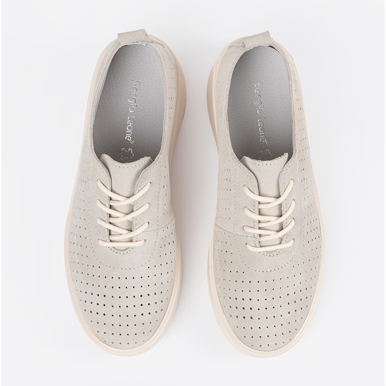 Sapatos de couro de sergio leone bege 1