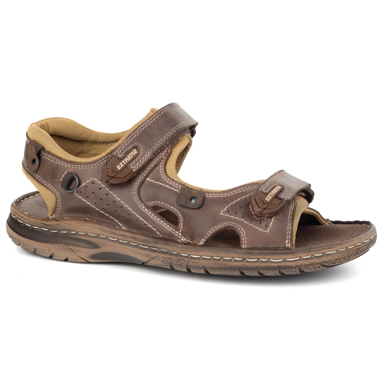 KOMODO Sandálias de couro de 552k masculinas com velcro - perfeito para o verão para homens ativos marrons castanho 1