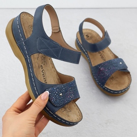 Sandálias femininas para velcro Evento 8988 azul 1