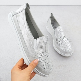 Sapatos de couro feminino Evento de prata aberto 1653 1