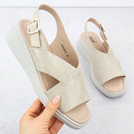 Sandálias femininas nas cunhas Golden jezzi ASA266-9 dourado 1