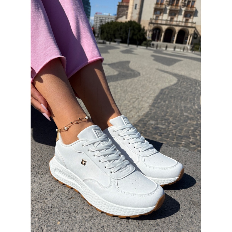 Sapatos esportivos femininos leves Big Star RR274629 Hi-Polish White System branco 2