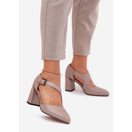 Bombas de couro no pilar com vinceza 91133 CLAMP cinza 1