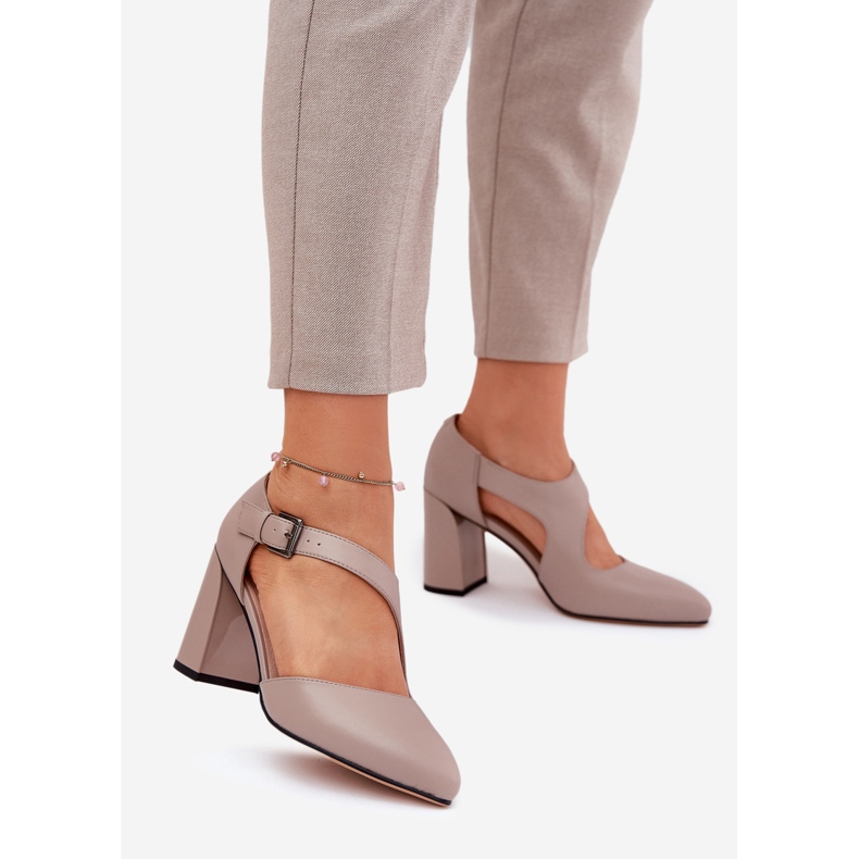 Bombas de couro no pilar com vinceza 91133 CLAMP cinza 1