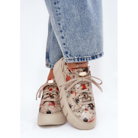 Tênis de couro na plataforma Maciejka 06891-18 bege 1