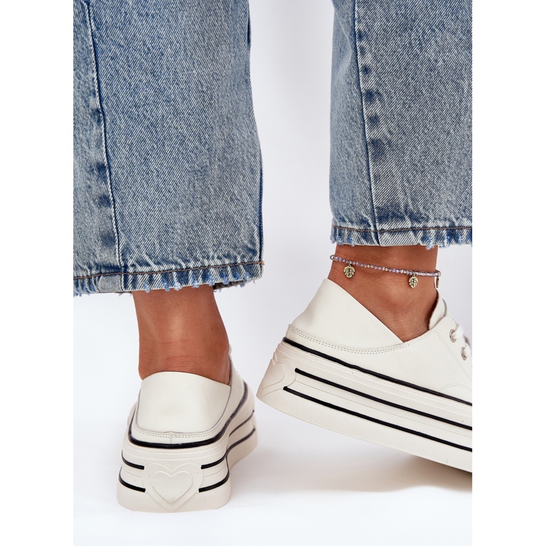 Tênis de couro feminino na plataforma Goe RR2N4106 branco 2