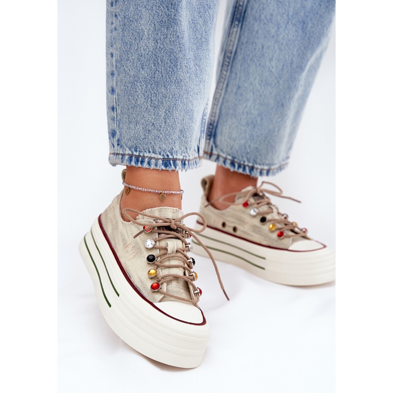 Tênis femininos na plataforma Goe RR2N4105 bege 2