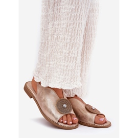 S.Barski Detalhes decorativos de sandálias femininas brilhantes S. Barski KV51-012 Pink Gold dourado 1