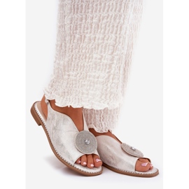 S.Barski Detalhes decorativos de sandálias femininas brilhantes S. Barski KV51-012 Silver prata 1