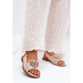 S.Barski Sandálias femininas com um coração decorativo S. Barski KV27-018 bege 2