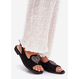 S.Barski Sandálias femininas com um coração decorativo S. Barski KV27-018 Black preto 1