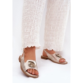 S.Barski Sandálias femininas brilhantes com um ornamento S. Barski KV51-006 Gold dourado 2